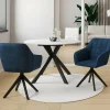 Lot de 2 chaises pivotantes de salle à manger, fauteuils de table en velours bleu*IDMarket New