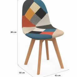 Lot de 2 chaises scandinaves patchworks multicolores*IDMarket Discount