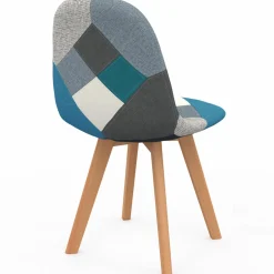 Lot de 4 chaises scandinaves patchworks bleus et gris*IDMarket