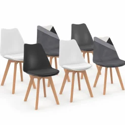 Lot de 6 chaises scandinaves mix color gris foncé, blanc, noir et velours patchworks*IDMarket Sale
