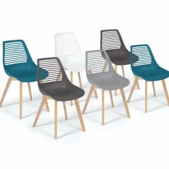 Lot de 6 chaises scandinaves dépareillées dossier ajouré*IDMarket Sale