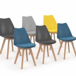 Lot de 6 chaises scandinaves mix color bleues, grises et jaunes*IDMarket New