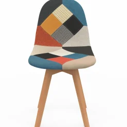 Lot de 4 chaises scandinaves patchwork multicolore*IDMarket Hot