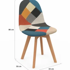 Lot de 4 chaises scandinaves patchwork multicolore*IDMarket Hot
