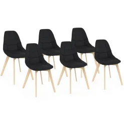Lot de 6 chaises scandinavesen tissu noir*IDMarket Hot