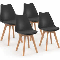 Lot de 4 chaises scandinaves noires*IDMarket Outlet