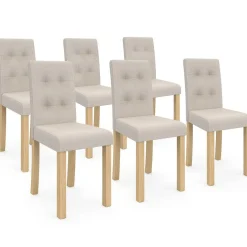 Lot de 6 chaises scandinaves capitonnées beiges*IDMarket Online