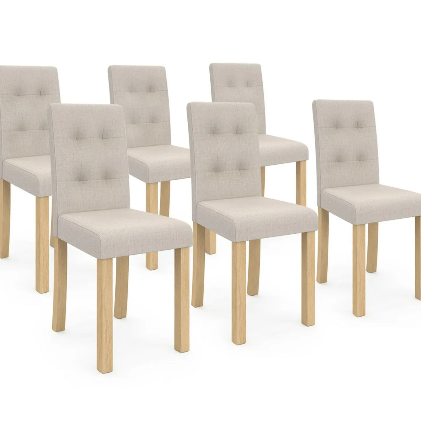 Lot de 6 chaises scandinaves capitonnées beiges*IDMarket Online