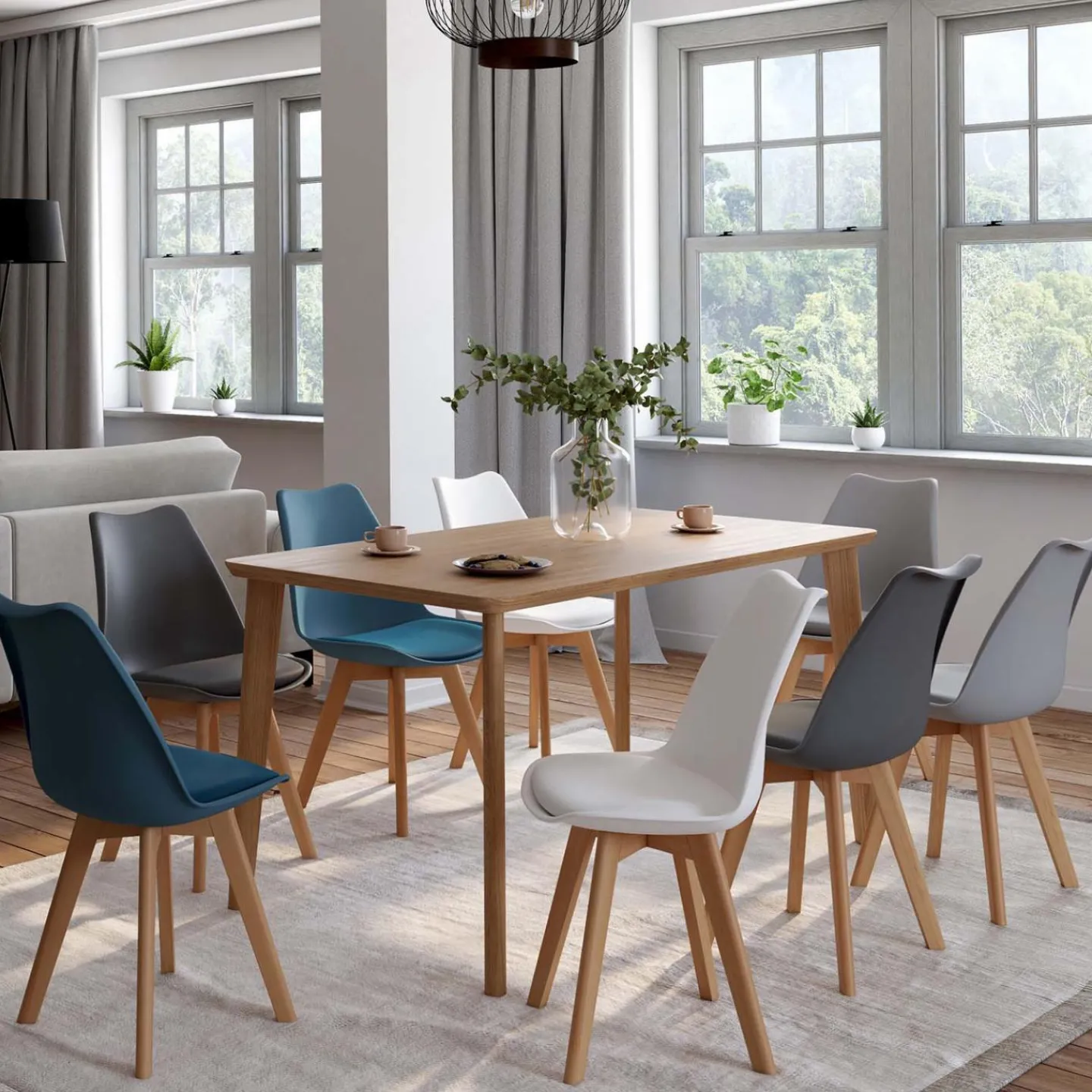 Lot de 8 chaises scandinaves 4 couleurs*IDMarket