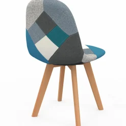 Lot de 2 chaises scandinaves patchworks bleus*IDMarket Hot