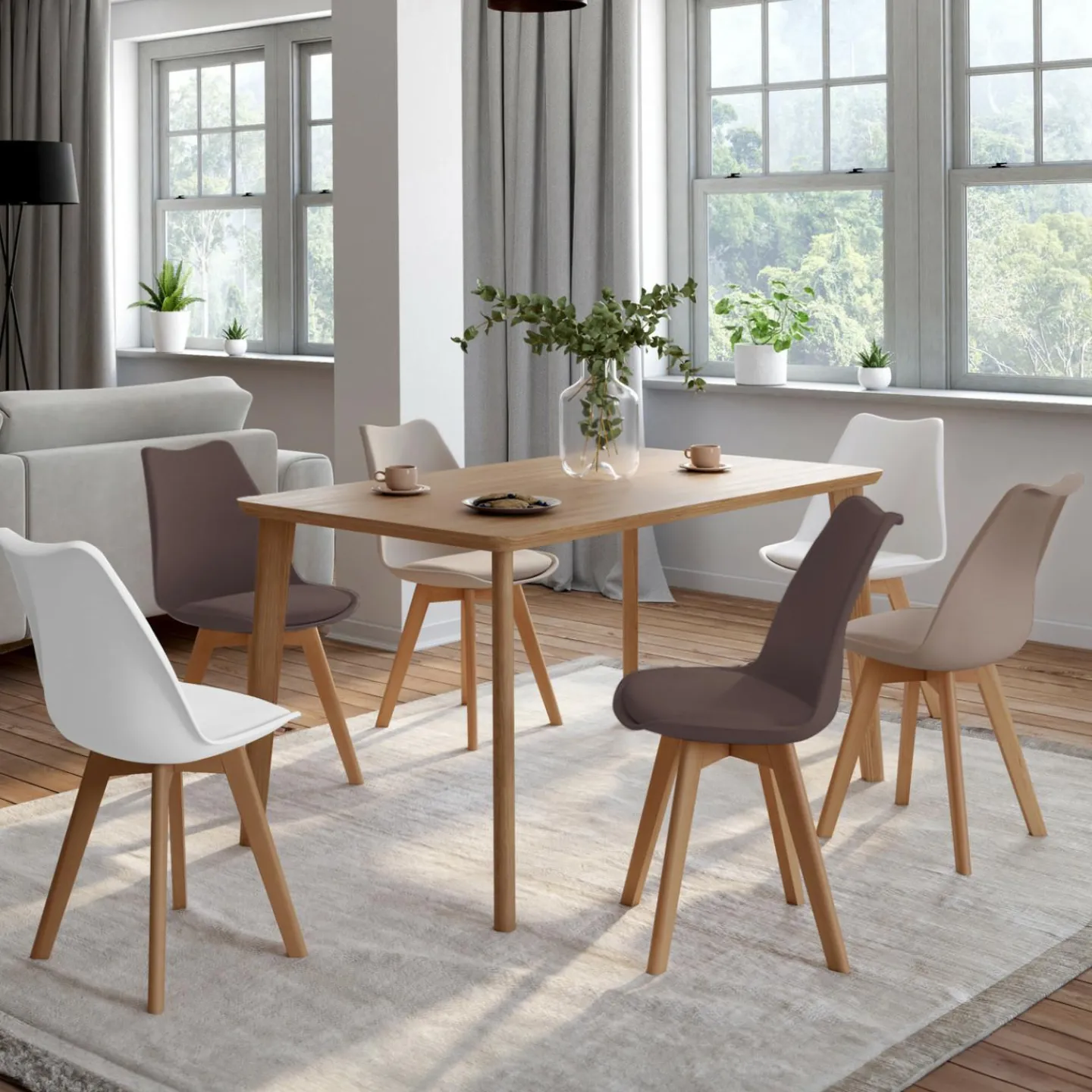 Lot de 6 chaises scandinaves mix color taupe, beige et blanc*IDMarket Sale