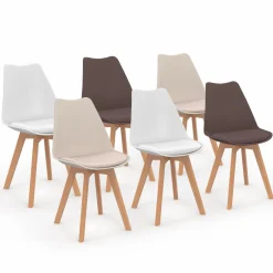 Lot de 6 chaises scandinaves mix color taupe, beige et blanc*IDMarket Sale