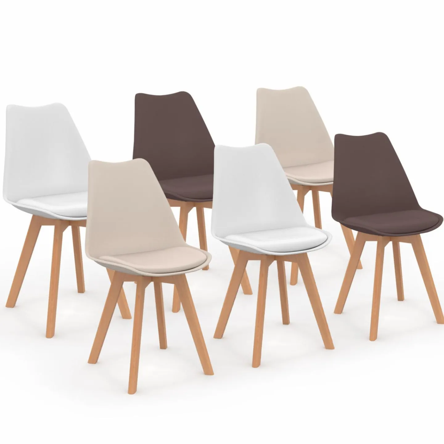 Lot de 6 chaises scandinaves mix color taupe, beige et blanc*IDMarket Sale