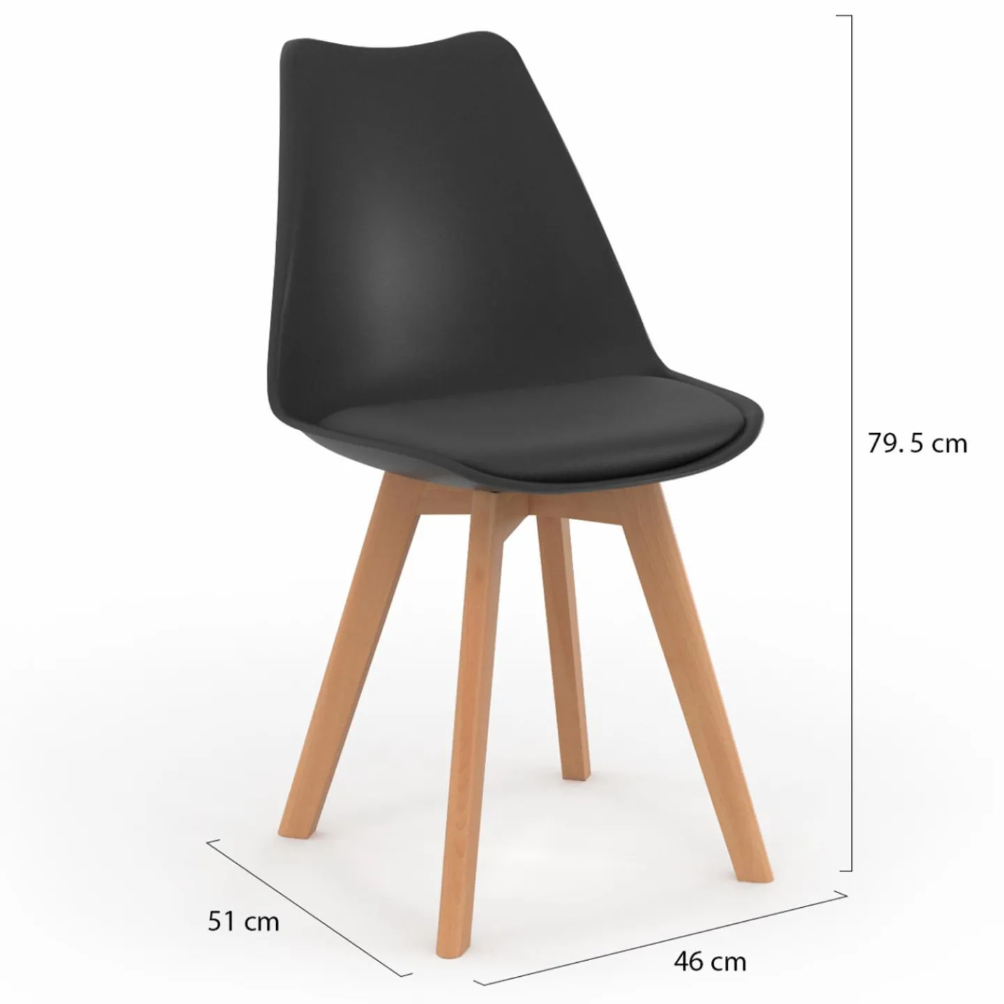 Lot de 8 chaises scandinaves noires pour salle à manger*IDMarket Hot