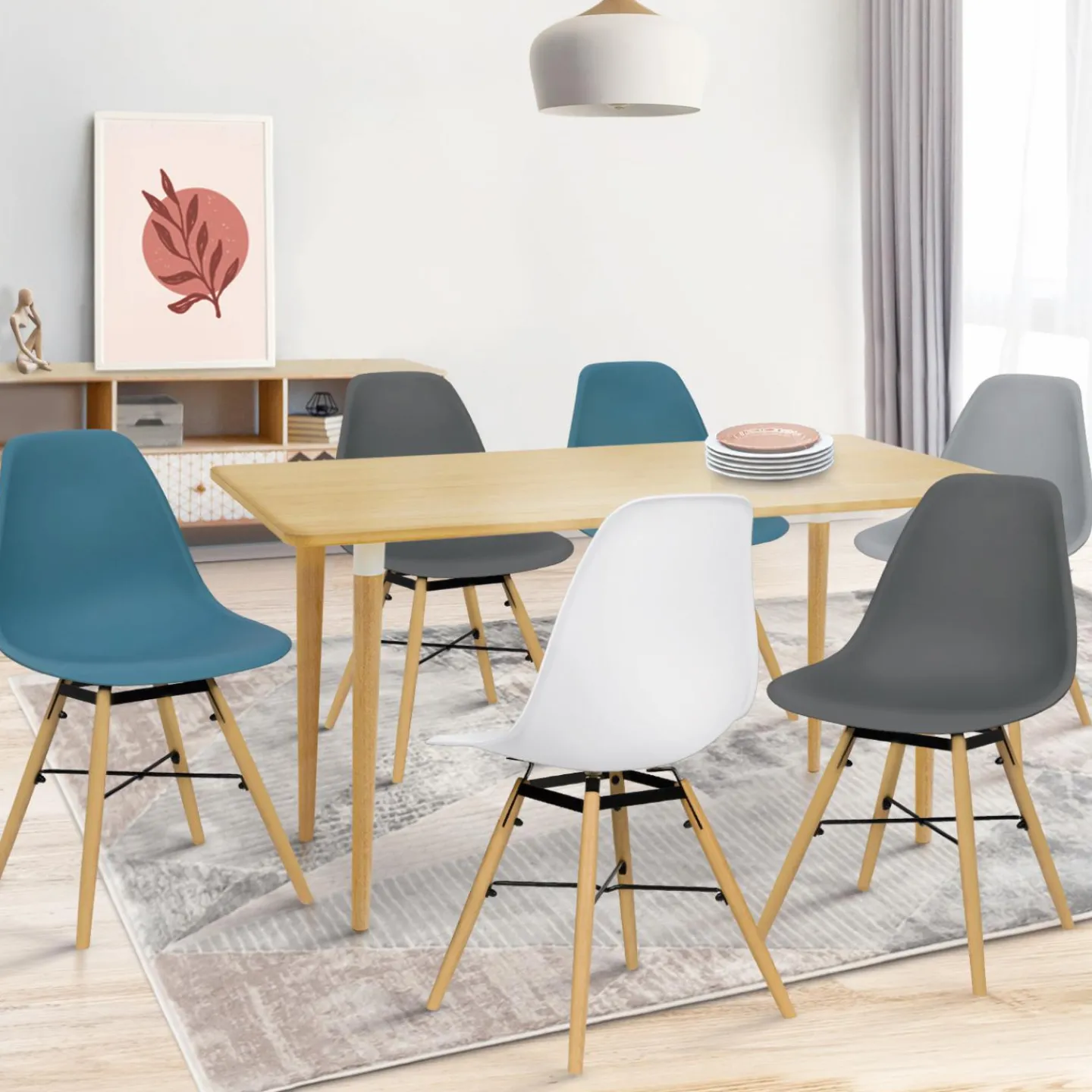 Lot de 6 chaises style scandinave 4 couleurs*IDMarket Hot