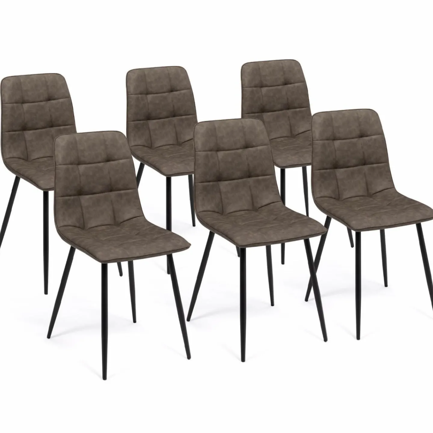 Lot de 6 chaises vintage en PU marron*IDMarket Discount