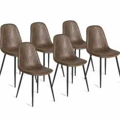 Lot de 6 chaises vintage marron pour salle à manger*IDMarket Online