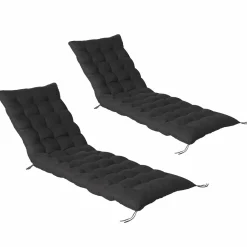 Lot de 2 coussins de transat noirs universels 180 cm*IDMarket