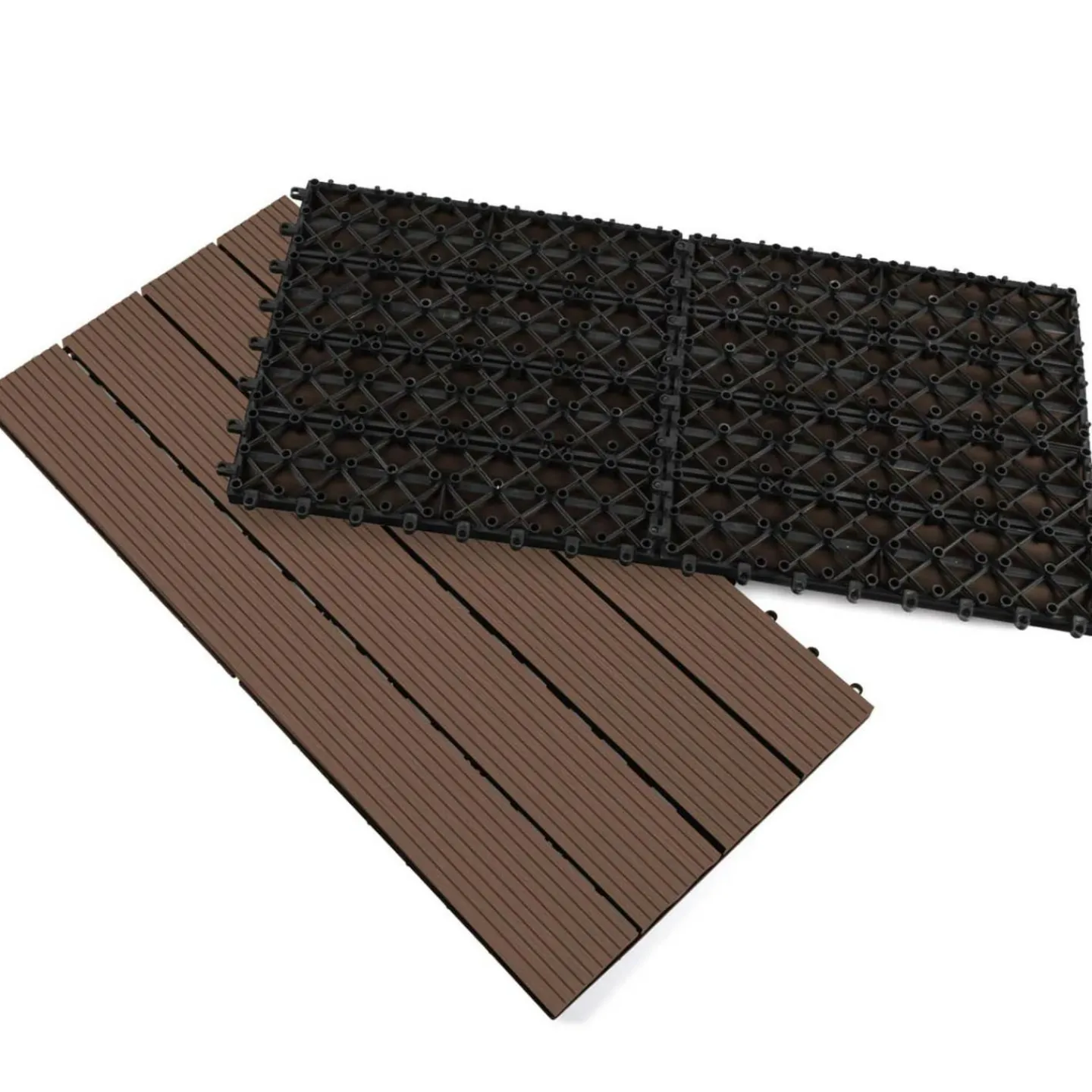 Lot de 5 dalles de terrasse rectangulaires clipsables de 60 x 30 cm*IDMarket Best