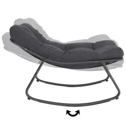 Lot de 2 fauteuils de jardin à bascule métal gris anthracite avec coussins*IDMarket
