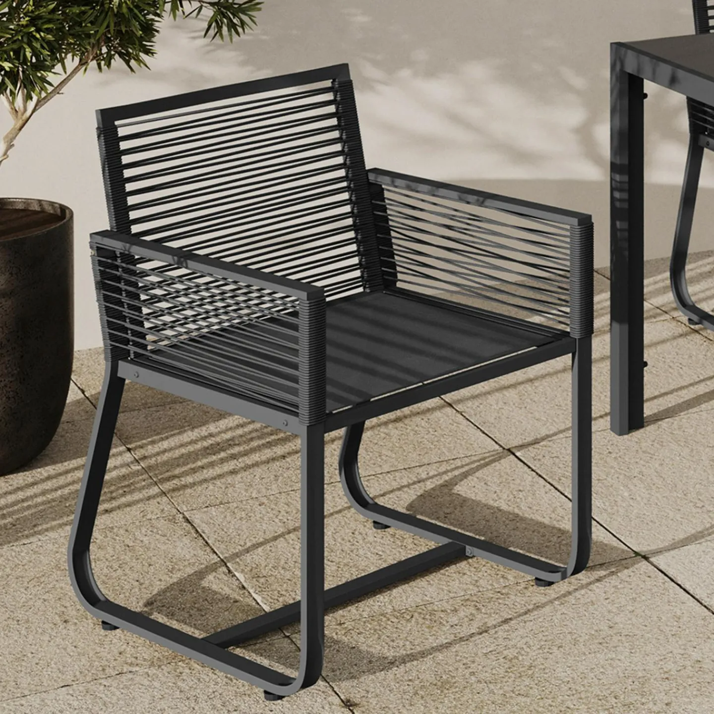 Lot de 2 fauteuils de jardin métal et cordage gris*IDMarket Hot