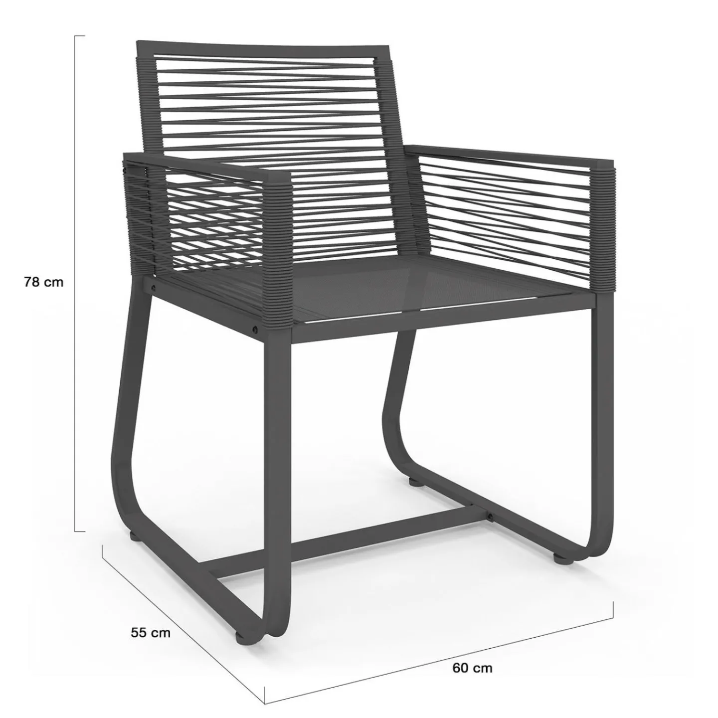 Lot de 2 fauteuils de jardin métal et cordage gris*IDMarket Hot