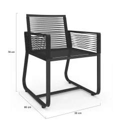 Lot de 2 fauteuils de jardin métal et cordage noir*IDMarket Hot