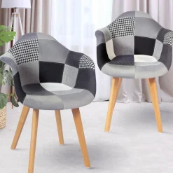 Lot de 2 fauteuils scandinaves noirs gris et blancs*IDMarket Discount