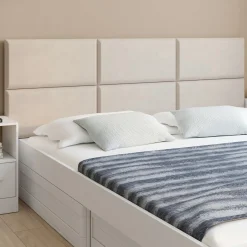 Lot de 6 panneaux muraux pour tête de lit 180 cm en tissu effet suédé beige*IDMarket Sale