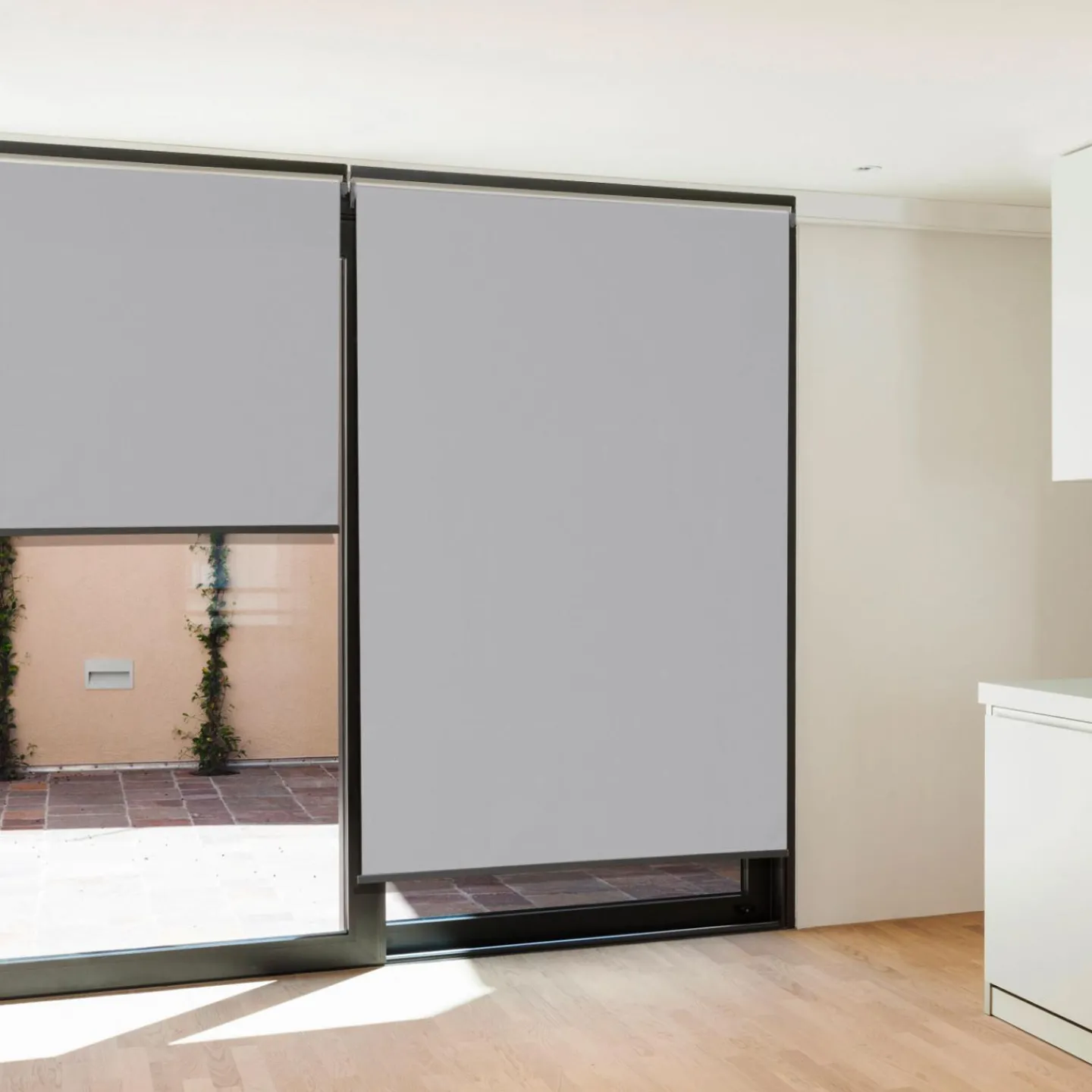 Lot de 3 stores enrouleurs gris clair pour pergola*IDMarket Outlet