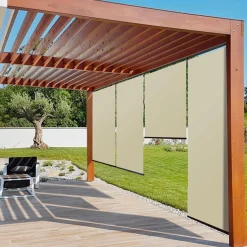 Lot de 3 stores enrouleurs écru pour pergola*IDMarket New