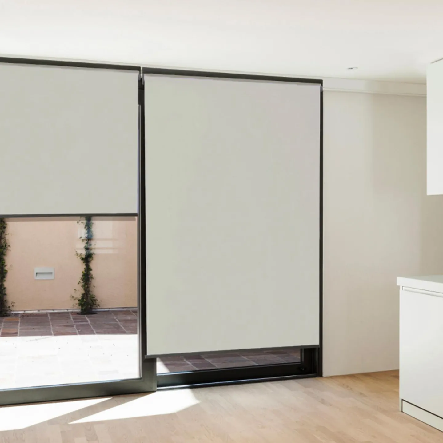 Lot de 3 stores enrouleurs écru pour pergola*IDMarket New