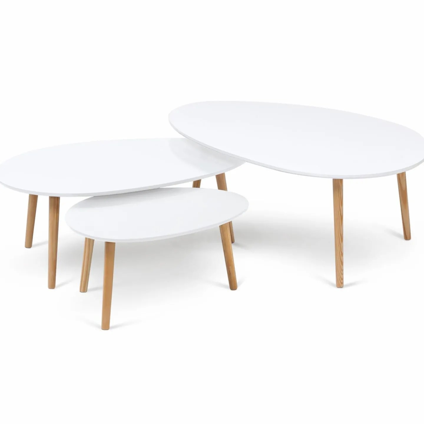 Lot de 3 tables basses de salon gigognes scandinaves laquées blanc*IDMarket Outlet