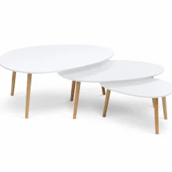 Lot de 3 tables basses de salon gigognes scandinaves laquées blanc*IDMarket Outlet