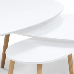 Lot de 3 tables basses de salon gigognes scandinaves laquées blanc*IDMarket Outlet