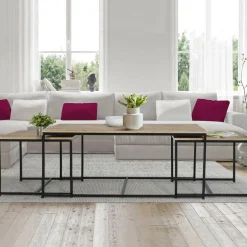 Lot de 3 tables basses de salon gigognes industrielles*IDMarket Hot