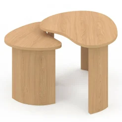 Lot de 2 tables basses gigognes 70/50 bois façon hêtre*IDMarket Online
