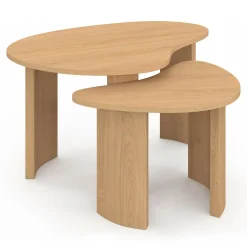 Lot de 2 tables basses gigognes 70/50 bois façon hêtre*IDMarket Online