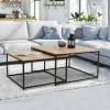 Lot de 2 tables basses gigognes industrielles 70x70cm et 60x60 cm*IDMarket Outlet
