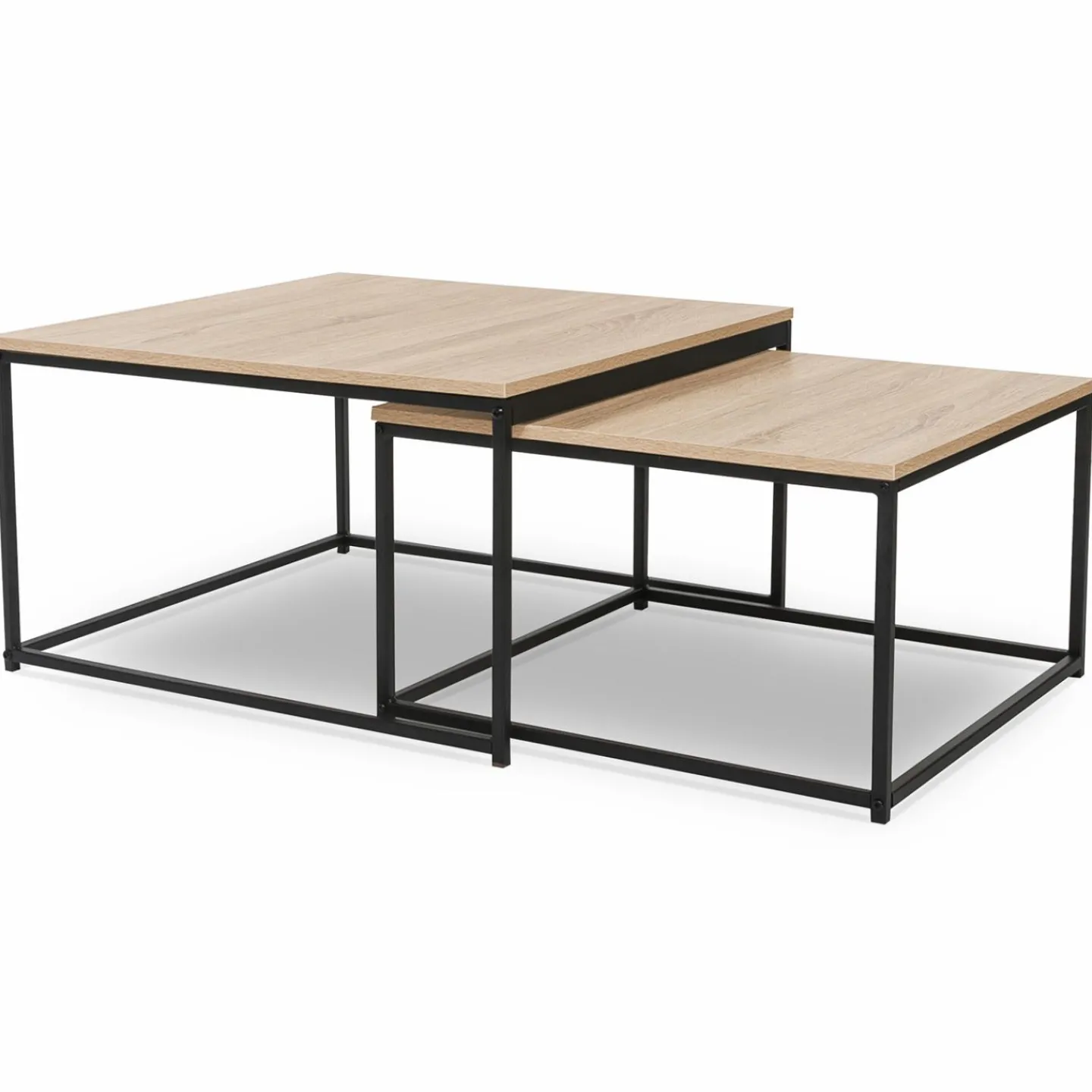 Lot de 2 tables basses gigognes industrielles 70x70cm et 60x60 cm*IDMarket Outlet