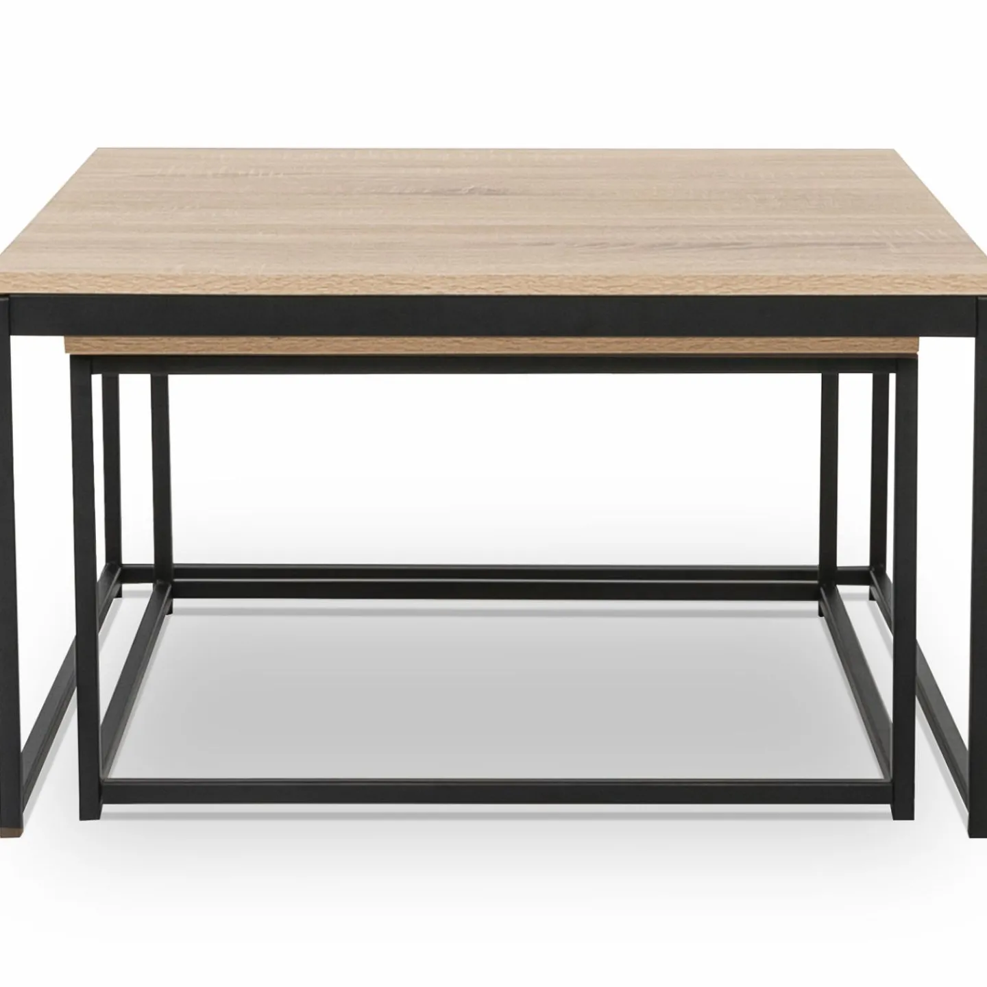 Lot de 2 tables basses gigognes industrielles 70x70cm et 60x60 cm*IDMarket Outlet
