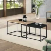 Lot de 2 tables basses gigognes industrielles métal noir 60 cm et 70 cm*IDMarket Hot