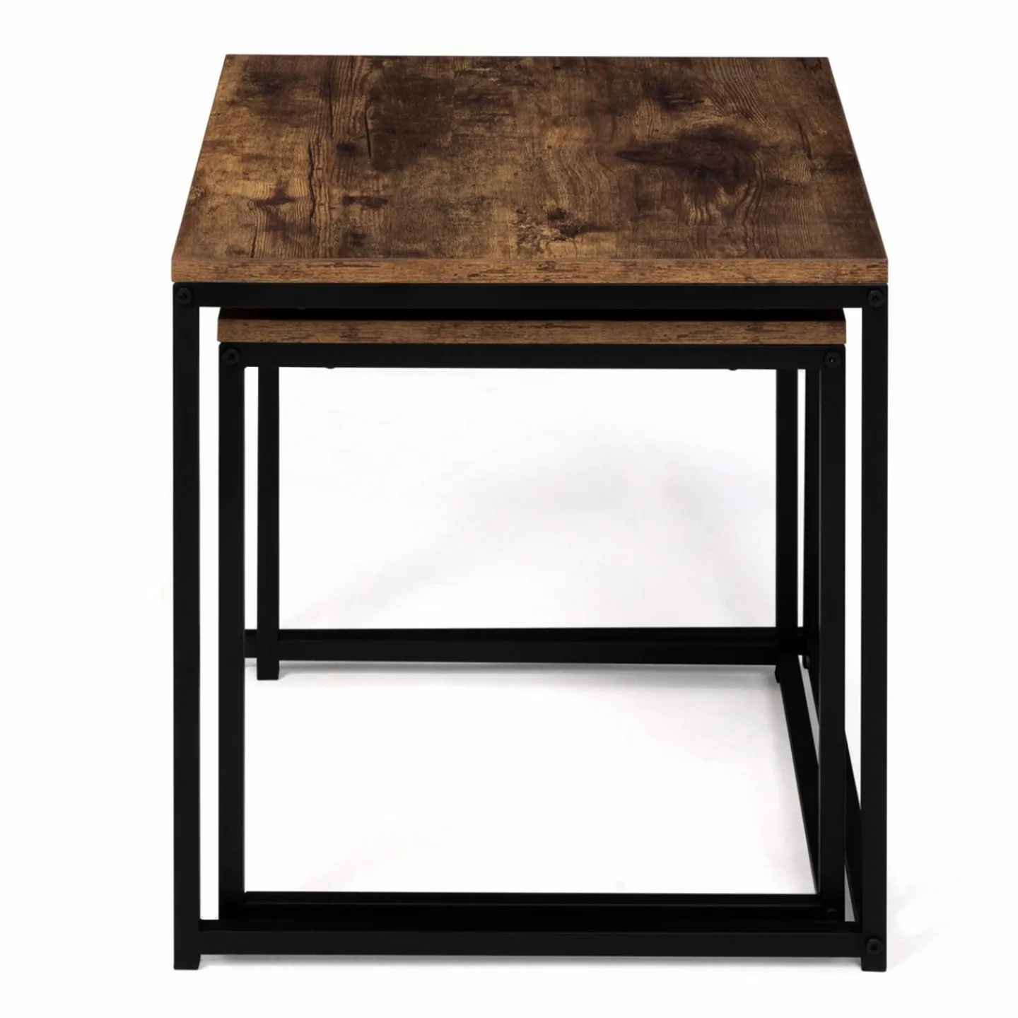 Lot de 2 tables basses gigognes industrielles effet bois vieilli*IDMarket Sale