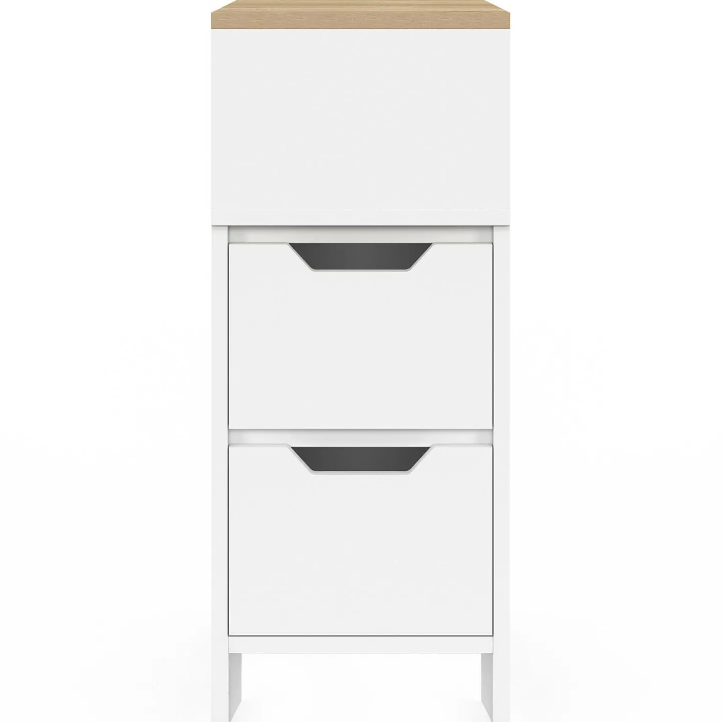 Lot de 2 tables de chevet bois et blanc 2 tiroirs avec niche latérale réversible*IDMarket Best