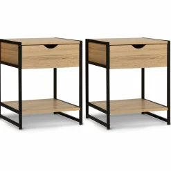 Lot de 2 tables de chevet bois et métal noir*IDMarket Best