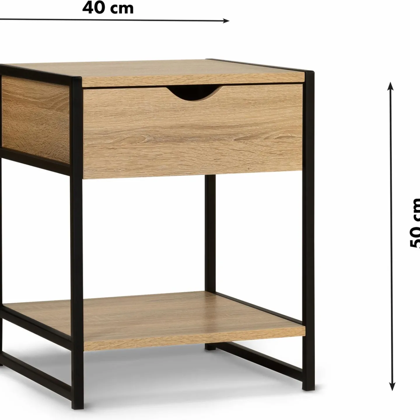 Lot de 2 tables de chevet bois et métal noir*IDMarket Best