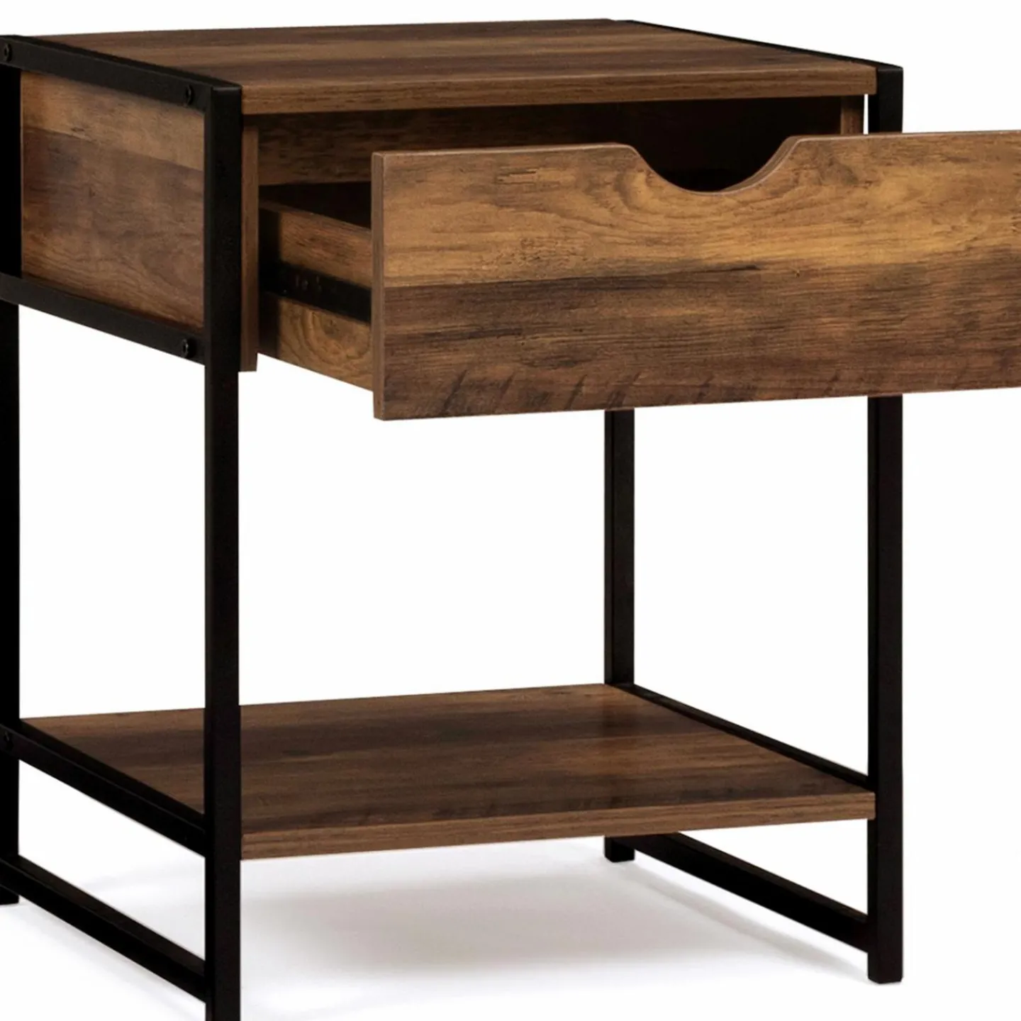 Lot de 2 tables de chevet métal et bois foncé*IDMarket Hot