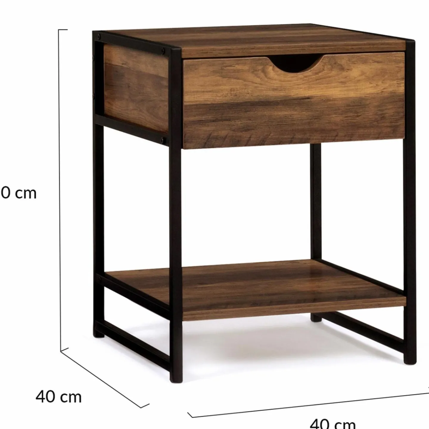 Lot de 2 tables de chevet métal et bois foncé*IDMarket Hot