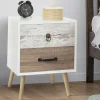 Lot de 2 tables de chevet scandinaves avec tiroirs blanc et bois*IDMarket New