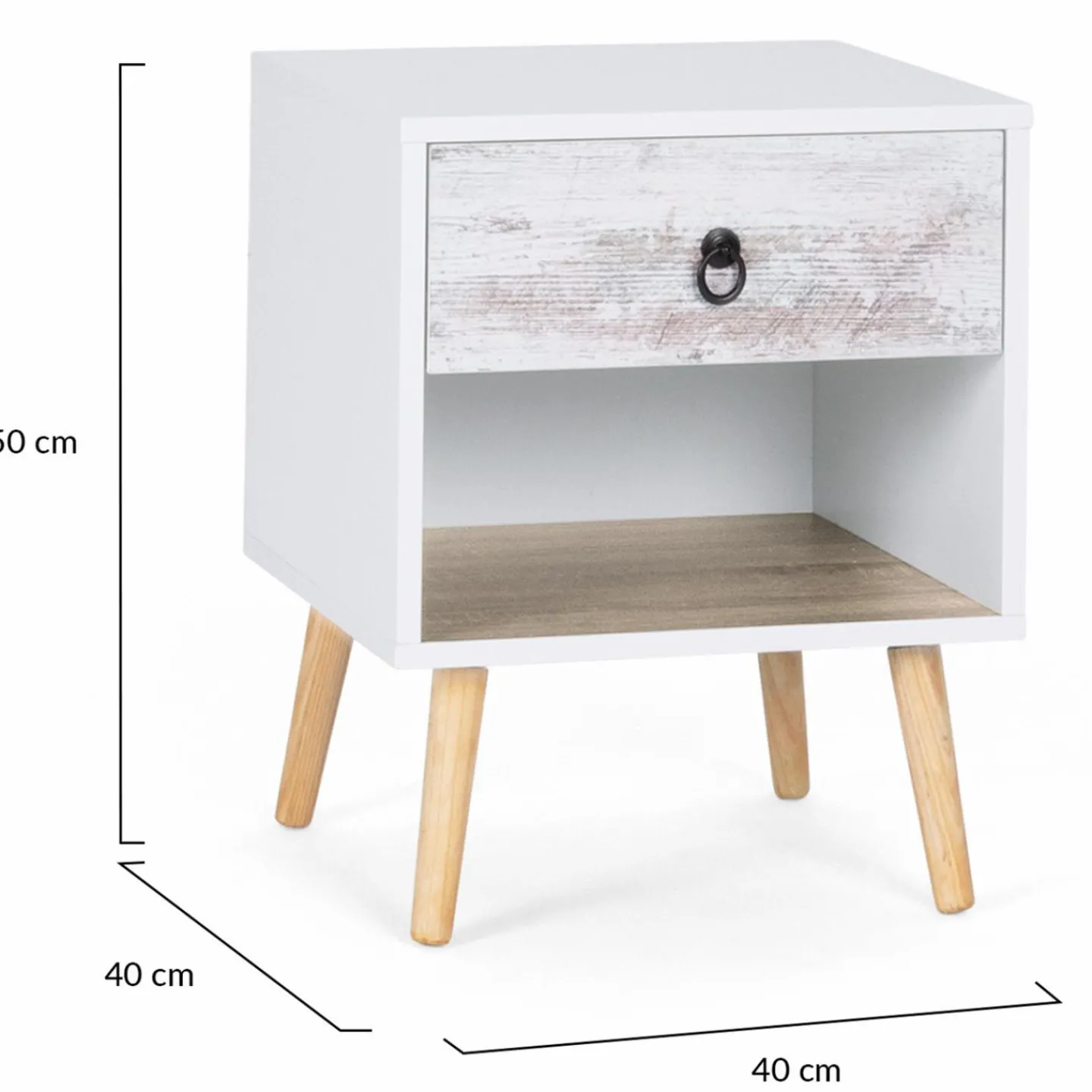 lot de 2 tables de chevet blanches effet vieilli 1 tiroir style scandinave*IDMarket Best